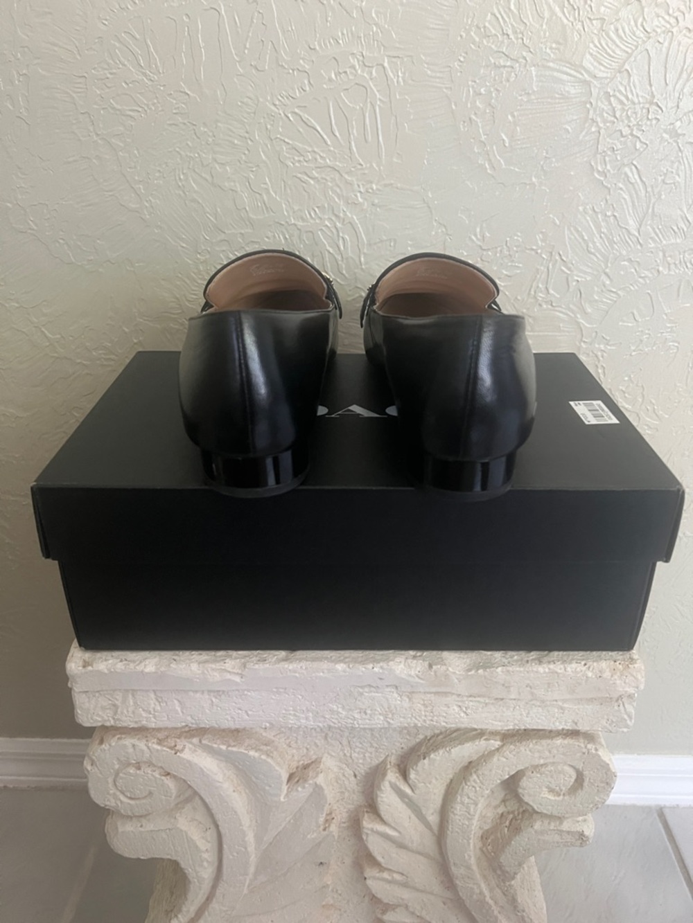 Coach Black Leather Loafers with Gold Buckle Detail - Picture 3 of 5